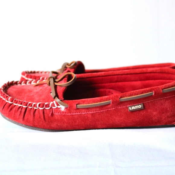 LAMO Red Suede Moccasins Indoor Outdoor Women's Size 9 (fits like an 8.5) Fall - Picture 3 of 12